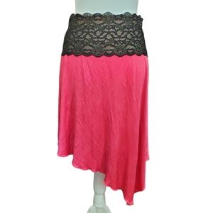 Silky Sexy Pink and Black Lace Skirt Size M